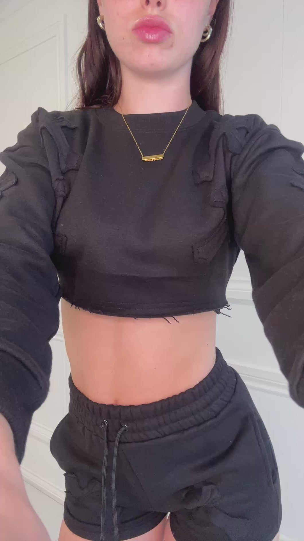 Black Stacey cross shorts co-ord