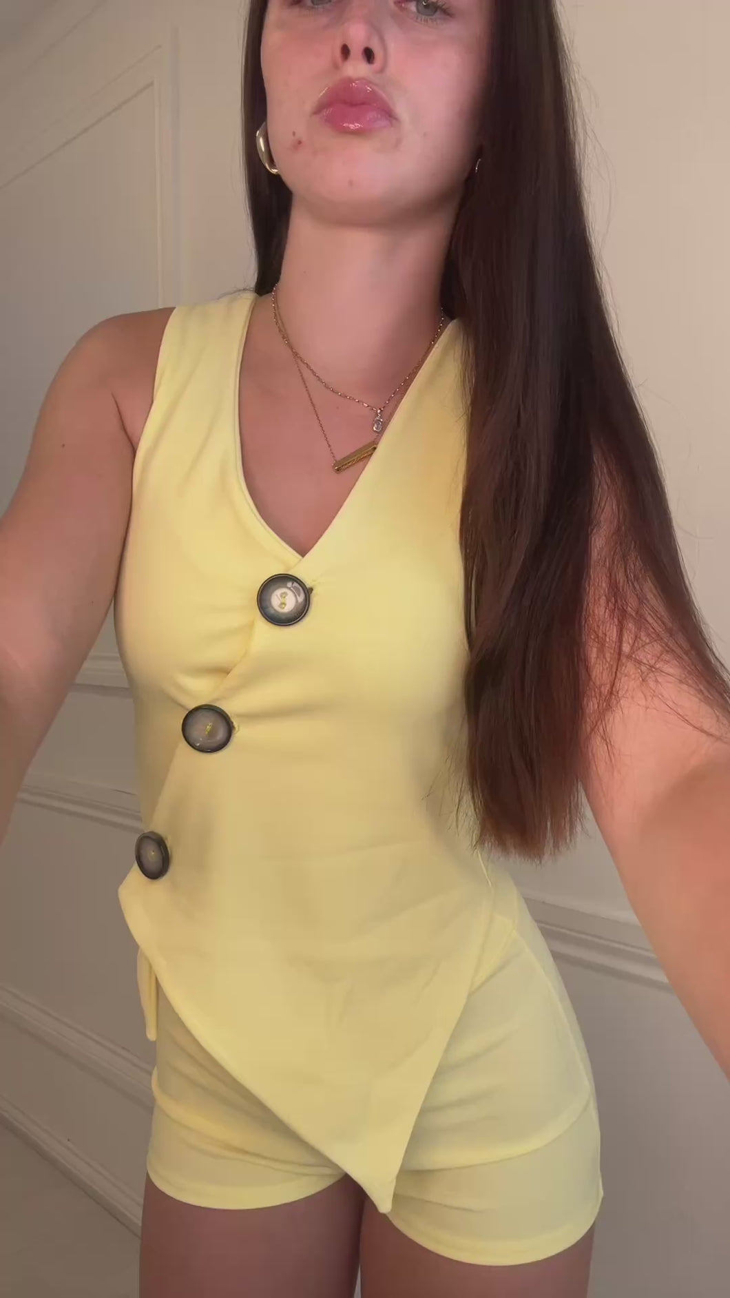 Yellow Trish twist button up co-ord