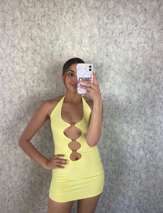 Yellow Gemma Cut Out Mini Dress