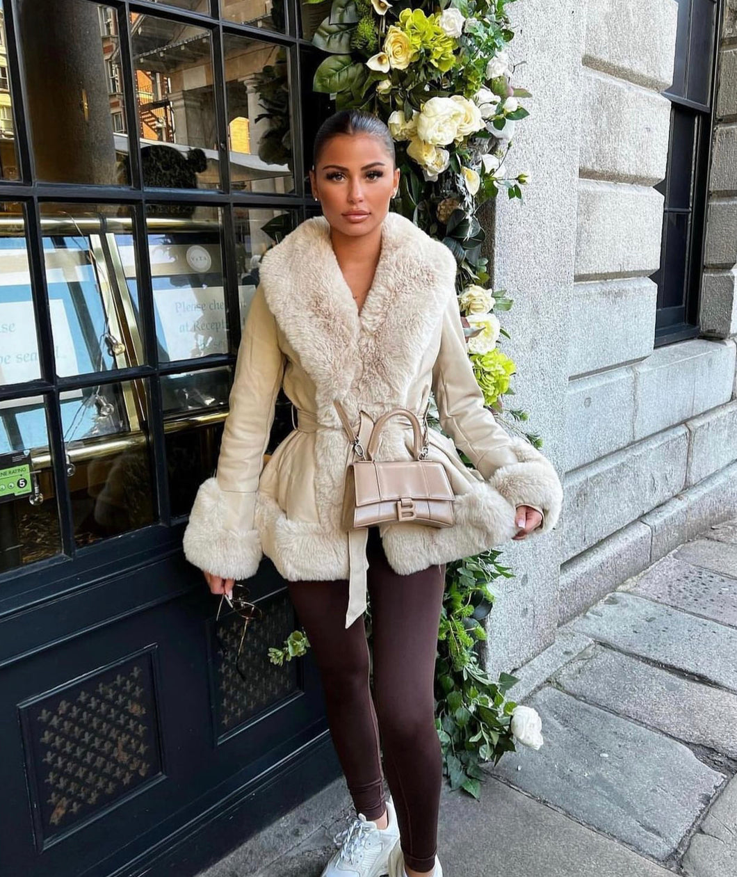 Beige Bonnie Faux Fur Coat