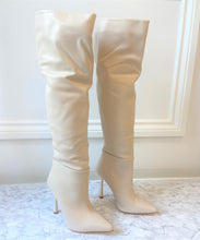Load image into Gallery viewer, Cream Maisy Knee High Heeled Boot
