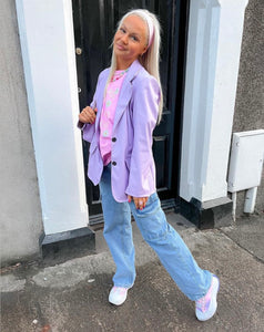 Purple Hailey PU Blazer