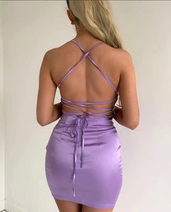 Purple Lily Satin Mini Dress