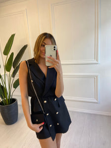 Black Kayleigh Playsuit with Matching Bag
