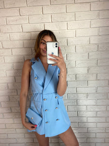 Blue Kayleigh Playsuit with Matching Bag