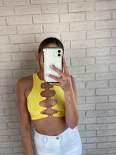 Load image into Gallery viewer, Yellow Clara Crop Top with Cut Out
