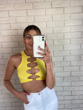 Load image into Gallery viewer, Yellow Clara Crop Top with Cut Out
