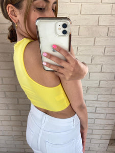 Yellow Clara Crop Top with Cut Out