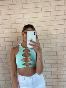 Mint Clara Crop Top with Cut Out