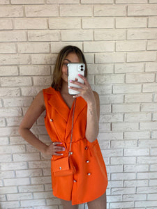 Orange Kayleigh Playsuit with Matching Bag
