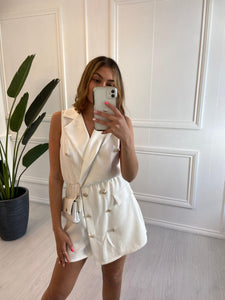 White Kayleigh Playsuit with Matching Bag