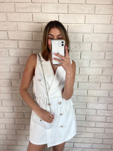 White Kayleigh Playsuit with Matching Bag