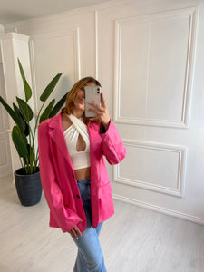Hot Pink Hailey PU Blazer