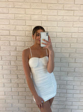 Load image into Gallery viewer, White Melissa Ruched Cup Mini Dress
