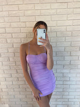 Load image into Gallery viewer, Purple Melissa Ruched Cup Mini Dress
