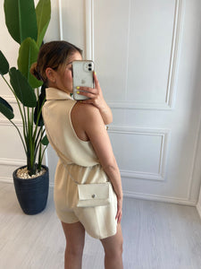 Beige Kayleigh Playsuit with Matching Bag