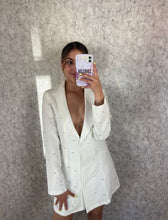 Load image into Gallery viewer, White Ali Pearl Blazer Dress
