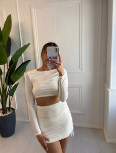 White Kylie Ruched Co-Ord