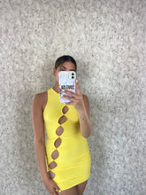 Load image into Gallery viewer, Yellow Lola Cut Out Mini Dress
