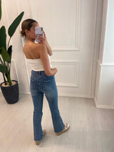 Load image into Gallery viewer, Mid Blue Wash Cara Skinny Flare Jeans
