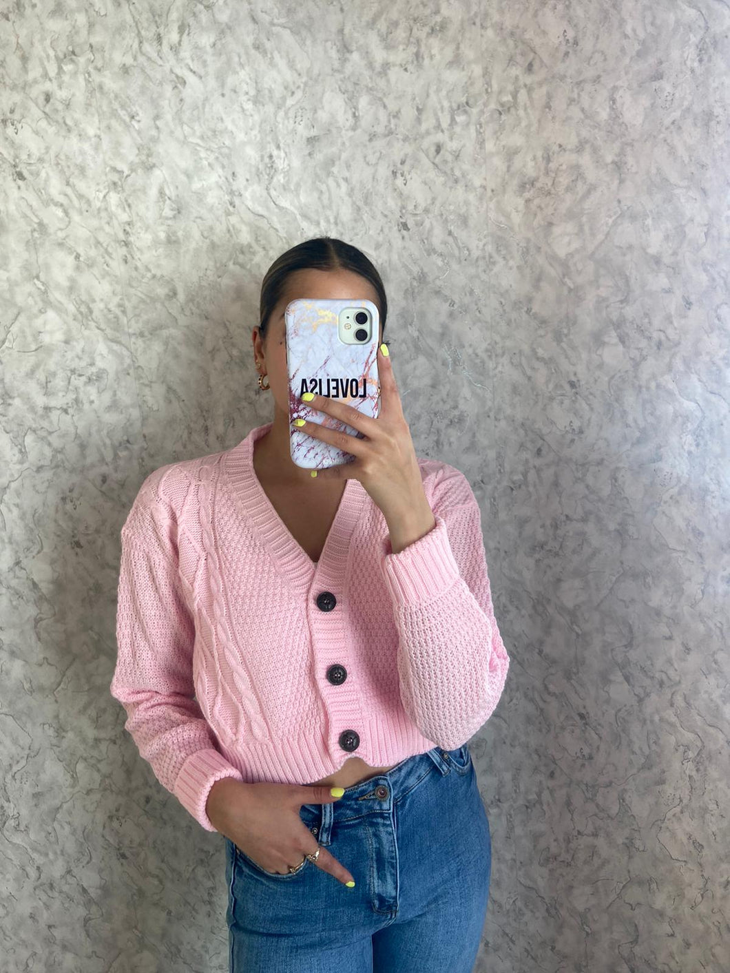 Pink Claire Knit Cardigan