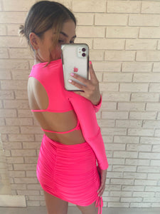 Hot Pink Kylie Ruched Co-Ord