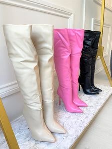 Pink Maisy Knee High Heeled Boot