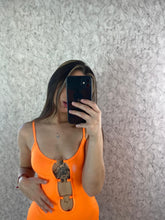 Load image into Gallery viewer, Orange Luna Cut Out Mini Dress
