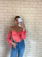 Load image into Gallery viewer, Coral Cassie Corset Crop Top
