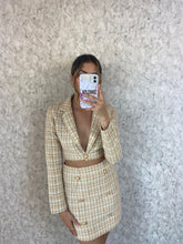 Load image into Gallery viewer, Beige Polly Tweed Cropped Blazer
