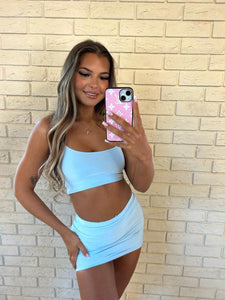Baby Blue Molly Crop Top and Mini Skirt Co-Ord