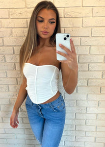 White Charlie Ruched Corset Top
