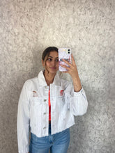Load image into Gallery viewer, White Ivy Cropped Denim Jacket

