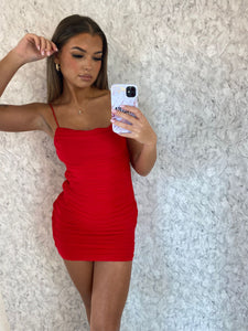 Red Juliette Mesh Bodycon Dress