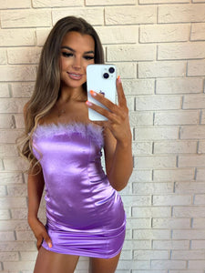 Lilac Aria Feather Trim Dress