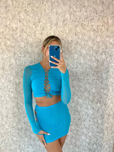 Blue Emmie Lace-Up Co-Ord