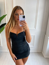Load image into Gallery viewer, Black Jenny Ruched Mini Dress
