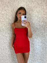 Load image into Gallery viewer, Red Juliette Mesh Bodycon Dress
