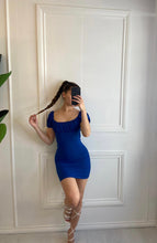 Load image into Gallery viewer, Blue Isla Puff Sleeve Backless Dress
