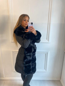 Black Alexa Faux Fur Puffer Coat